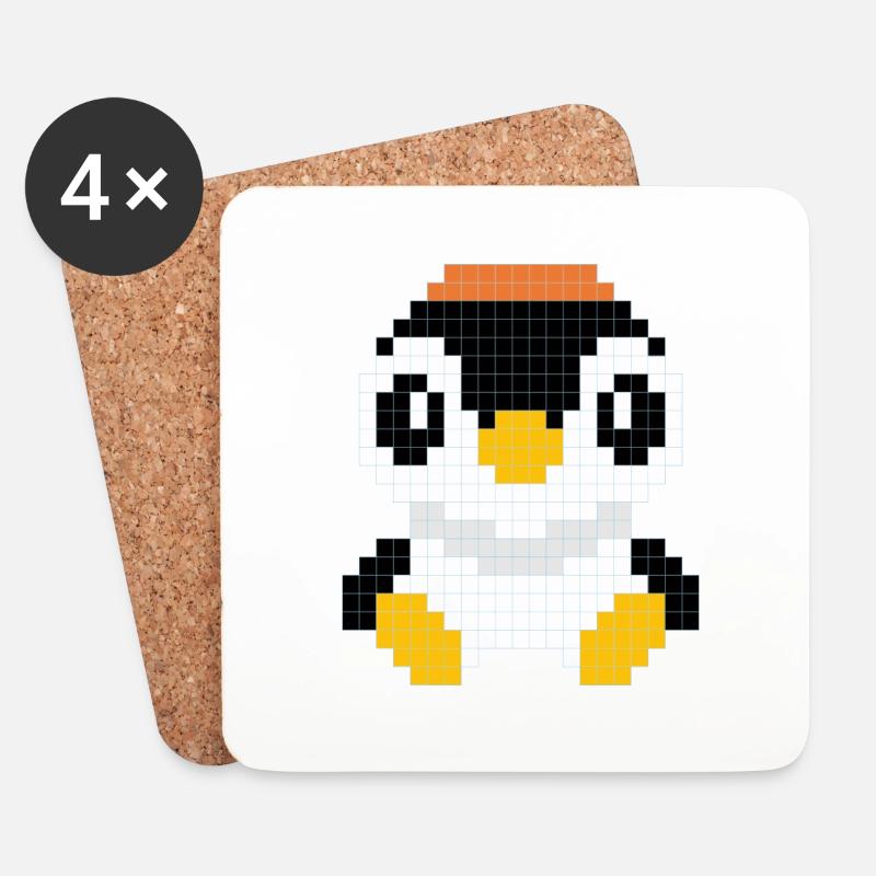 Ein Pinguin mit verpixelter Mütze - Untersetzer (4er-Set) - Weiß
