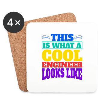 This Is What A Cool Engineer Looks Like 2 - Untersetzer (4er-Set) - Weiß - Vorne
