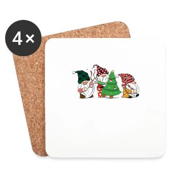 Trois Gnomes Buffalo Plaid Red Christmas Gnomies - Dessous de verre (lot de 4) - blanc - Devant