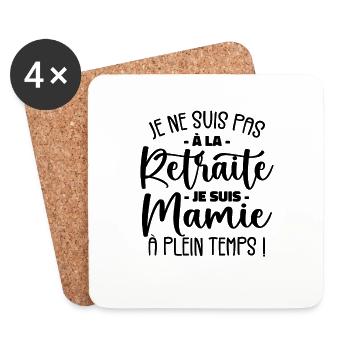Retraite Mamie à Plein Temps Humour Cadeau - Dessous de verre (lot de 4) - blanc - Devant