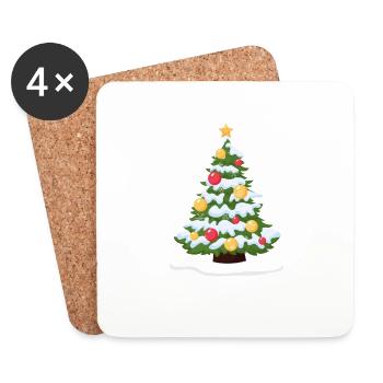 Christmas Tree Pine Snow Winter Holiday Cool - Coasters (set of 4) - white - Front