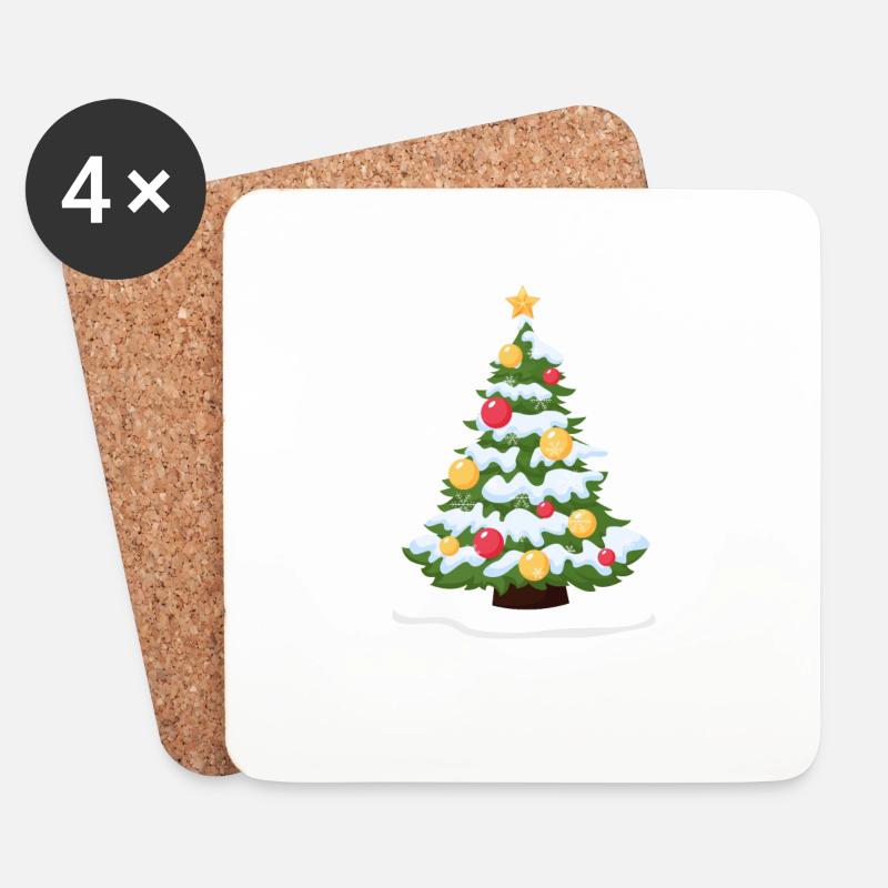 Weihnachtsbaum Kiefer Schnee Winter Urlaub Cool - Untersetzer (4er-Set) - Weiß