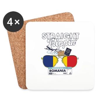 Straight Trippin' Romania Vacation Tour Travel - Coasters (set of 4) - white - Front