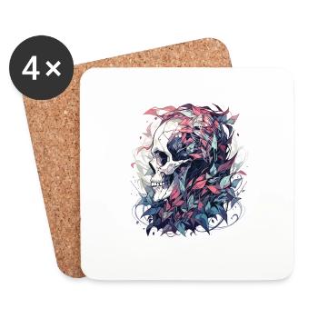 Crâne - Dessous de verre (lot de 4) - blanc - Devant