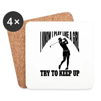 Golfeur, golf, golf, club de golf, terrain de golf - Dessous de verre (lot de 4) - blanc - Devant