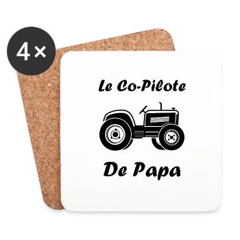 Co pilote de papa tracteur - Dessous de verre (lot de 4) - blanc - Devant