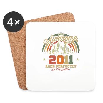 Cadeau d’anniversaire vintage 2011, 12/13 ans - Dessous de verre (lot de 4) - blanc - Devant