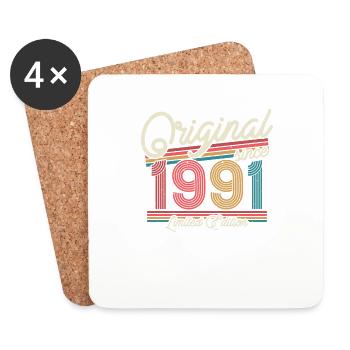 Vintage 1991 Birthday Gift - Coasters (set of 4) - white - Front