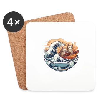 Motif de ramen authentique pour les fans d’otakus et d’anime - Dessous de verre (lot de 4) - blanc - Devant