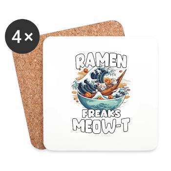 Japanisches Ramen Bowl Kunstwerk für Anime Fans - Untersetzer (4er-Set) - Weiß - Vorne