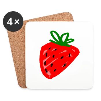 fraise - Dessous de verre (lot de 4) - blanc - Devant