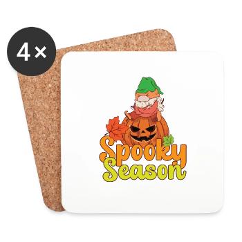 Lazy Halloween Spooky Season Gnome Jack O Lantern - Untersetzer (4er-Set) - Weiß - Vorne