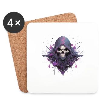 Totenkopf - Untersetzer (4er-Set) - Weiß - Vorne