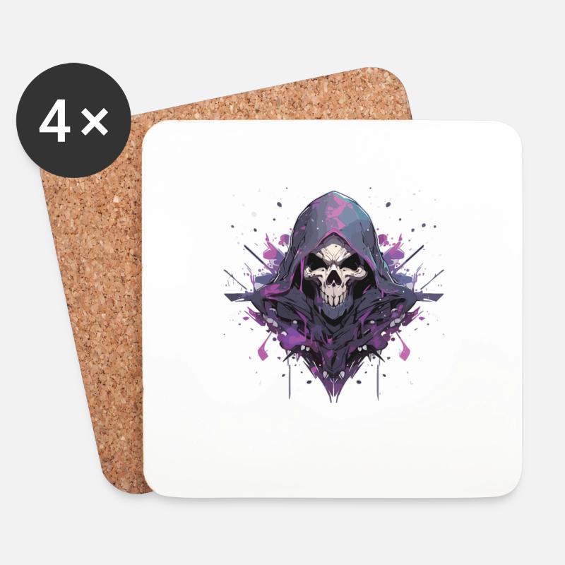 Totenkopf - Untersetzer (4er-Set) - Weiß