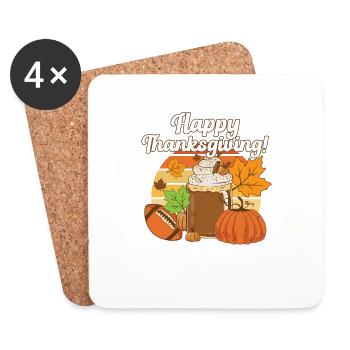 Happy Thanksgiving Tis The Season Pumpkin Spice - Untersetzer (4er-Set) - Weiß - Vorne