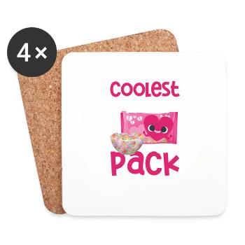 Le cœur le plus cool du pack drôle de Saint-Valentin - Dessous de verre (lot de 4) - blanc - Devant