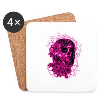 La Catrina Pink - Untersetzer (4er-Set) - Weiß - Vorne