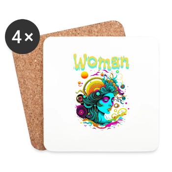 woman - Dessous de verre (lot de 4) - blanc - Devant