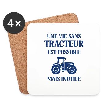 tracteur - Dessous de verre (lot de 4) - blanc - Devant