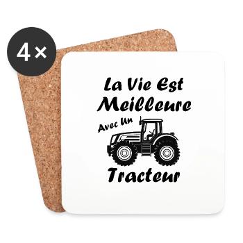 La vie est meilleure avec un tracteur - Dessous de verre (lot de 4) - blanc - Devant