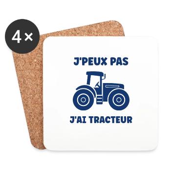 J'ai tracteur - Dessous de verre (lot de 4) - blanc - Devant