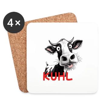 Kuhliebhaber Veganer Vegetarier Tierschutz cool - Untersetzer (4er-Set) - Weiß - Vorne