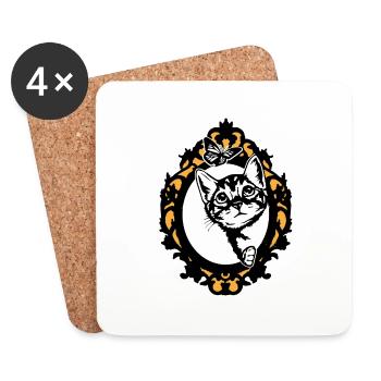 Bébé chat - Dessous de verre (lot de 4) - blanc - Devant