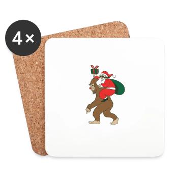 Weihnachtsmann Reiten Bigfoot Sasquatch Funny - Untersetzer (4er-Set) - Weiß - Vorne