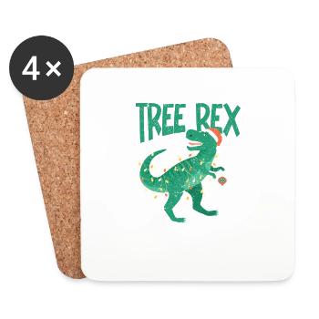 Baum Rex Dinosaurier Weihnachten Pyjamas Xmas - Untersetzer (4er-Set) - Weiß - Vorne