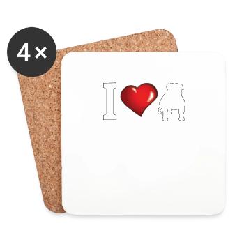 Dog Bulldog Dog Owner Gechenkidee - Coasters (set of 4) - white - Front