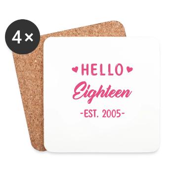 Hello Eighteen 2005 18 Birthday Girl - Coasters (set of 4) - white - Front