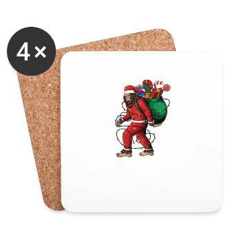 Bigfoot Weihnachtsmann Weihnachtsbaum Lichter Xmas - Untersetzer (4er-Set) - Weiß - Vorne