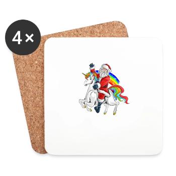 Weihnachten Niedlicher Weihnachtsmann Reitender - Untersetzer (4er-Set) - Weiß - Vorne