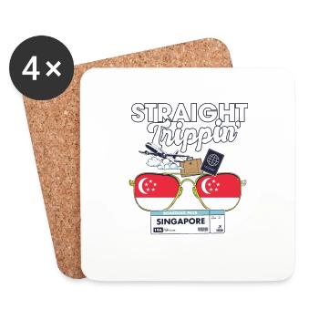 Straight Trippin' Singapour Vacation Tour Voyage - Dessous de verre (lot de 4) - blanc - Devant