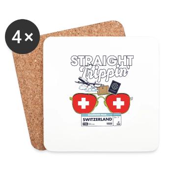Straight Trippin' Switzerland Vacation Tour - Dessous de verre (lot de 4) - blanc - Devant