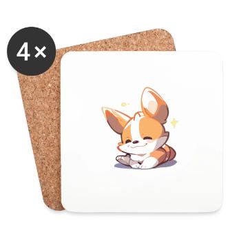 Corgi Chien - Dessous de verre (lot de 4) - blanc - Devant