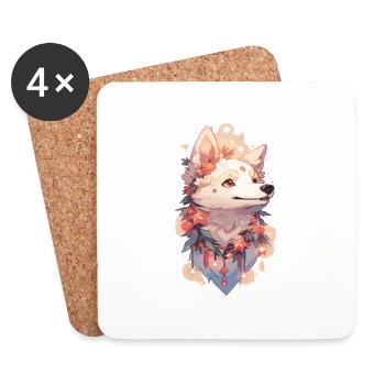 Corgi Corgi Dog Christmas Dog Fairy Lights - Coasters (set of 4) - white - Front