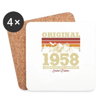 Vintage 1958 Geburtstagsgeschenk - Untersetzer (4er-Set) - Weiß - Vorne