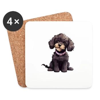 Caniche mignon, Illustration de chiens - Caniche - Dessous de verre (lot de 4) - blanc - Devant