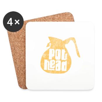 Pot Head Box Lover Barista - Coasters (set of 4) - white - Front