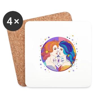 Zodiac - Two people - Gemini - Coasters (set of 4) - white - Front