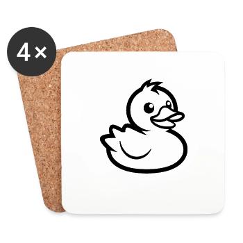 canard coloré - Dessous de verre (lot de 4) - blanc - Devant