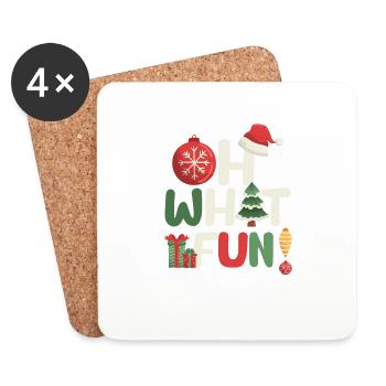 Oh quel plaisir Joyeux escouade d’arbres de Noël Weihnachten - Dessous de verre (lot de 4) - blanc - Devant