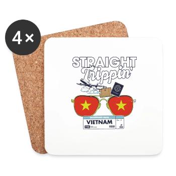 Straight Trippin' Vietnamese Vacation Tour Travel - Coasters (set of 4) - white - Front