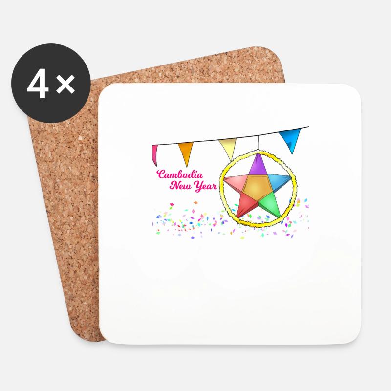 Kambodscha Khmer Neujahr Choul Chnam I Geschenk - Untersetzer (4er-Set) - Weiß