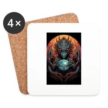 Dragon Tshirt Men, Boys Fantasy Apparel Animal - Coasters (set of 4) - white - Front