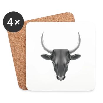 STYLIZED BULL WITH LARGE HORNS - Coasters (set of 4) - white - Front