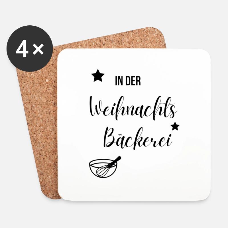 In der Weihnachtsbäckerei - Untersetzer (4er-Set) - Weiß