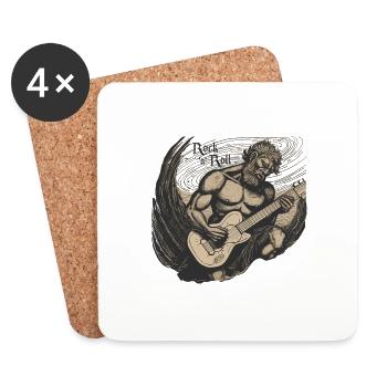 Man Playing Electric Guitar Rock 'n' Roll - Coasters (set of 4) - white - Front