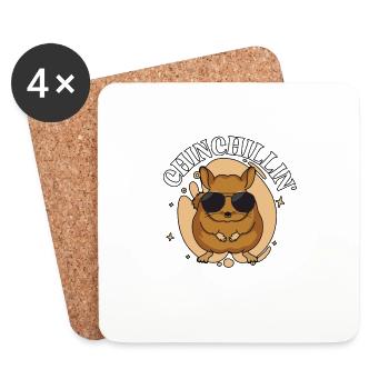 Chinchillin Cute chinchilla - Coasters (set of 4) - white - Front
